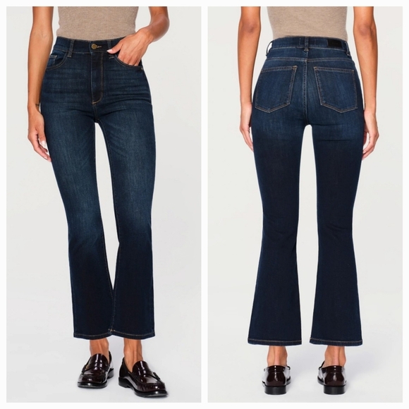 DL1961 Bridget Boot High Rise Thunderbird Wash Crop Denim Jeans 24 NEW - Picture 1 of 16